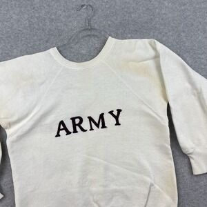 Vintage 40s 50s Sweatshirt‎ Pennleigh US Army Chain Stitch Raglan M 19x23 White